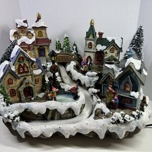 Lighted Christmas Village Fiber Optic River Scene Snow Village Works